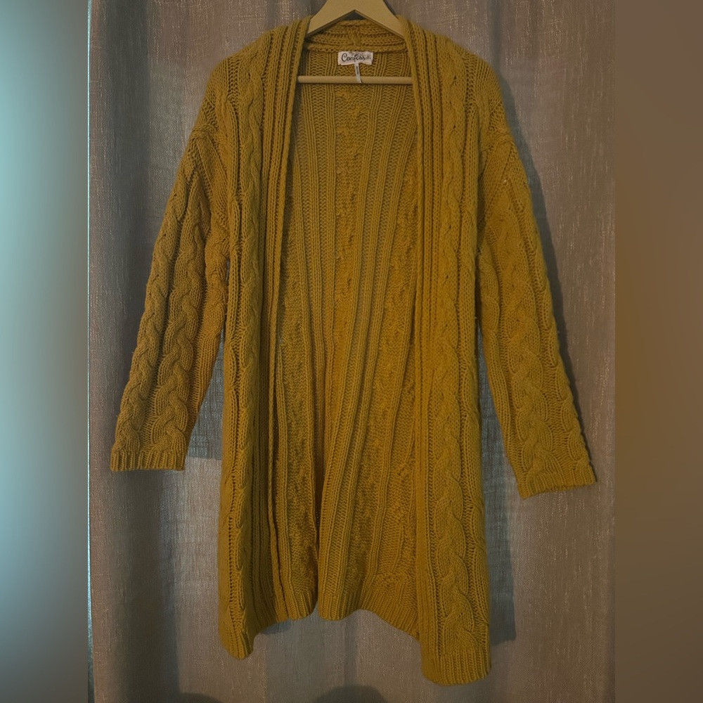Mustard Cable Knit Women Sweater